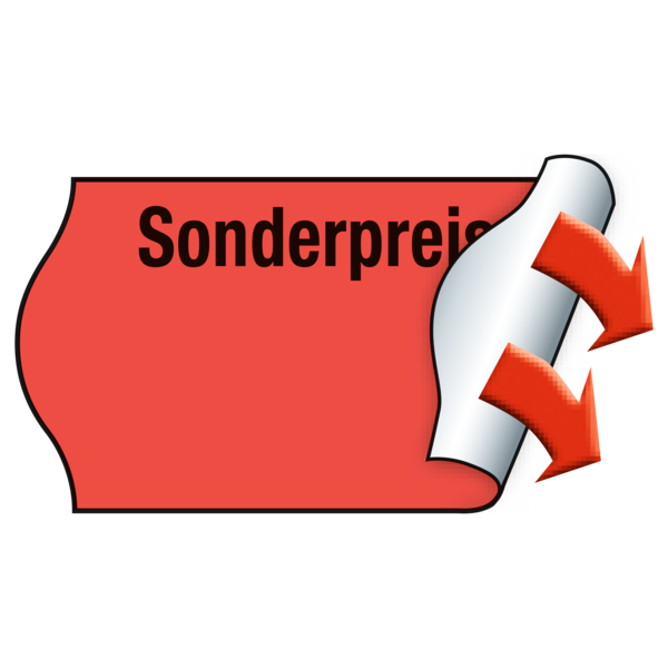 Produktbild Meto Sonderpreis Etikett - Rotes Wellenrand-Etikett zur Kennzeichnung von Sonderpreisen