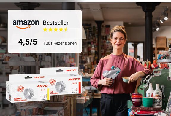 Meto Amazon-Bestseller Preisetiketten, bewertet mit 4,5 von 5 Sternen bei 1.061 Rezensionen