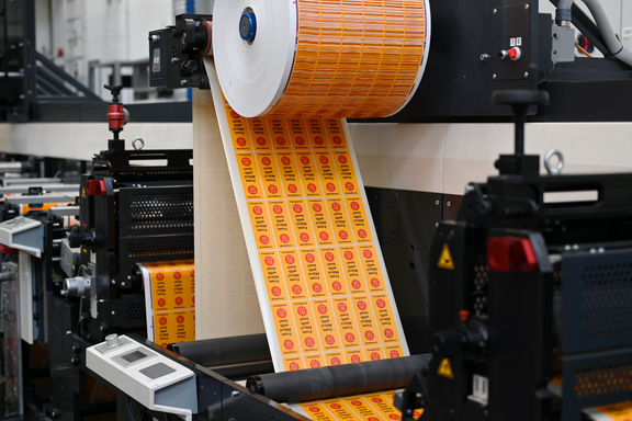Photo of a Meto label printer during production