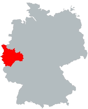 Deutschlandkarte mit roter Kennzeichnung in der Region Nordrhein-Westfallen -  Zuständigkeit liegt bei Hr. Dombriwski
