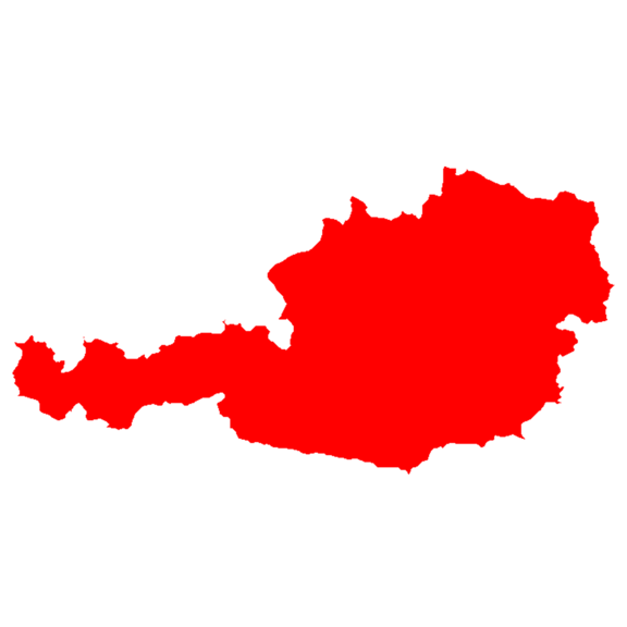 Österreichkarte mit roter Kennzeichnung