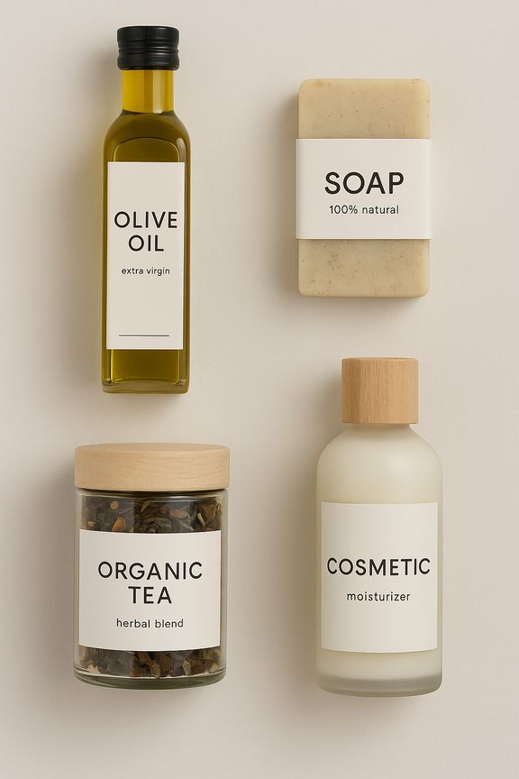 Minimalist label design with simple lettering Minimalism on a light background as a design trend