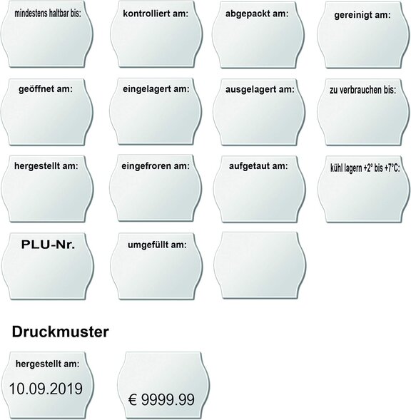 Produktbild Meto Gastro Etiketten - Weiße Wellenrand-Etiketten zur Kennzeichung in der Gastronomie geeignet