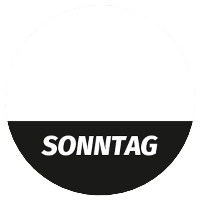 Étiquette de date lavable « Sonntag » en noir, ronde de 26 mm, 1 000 étiquettes par boîte de Distributeur