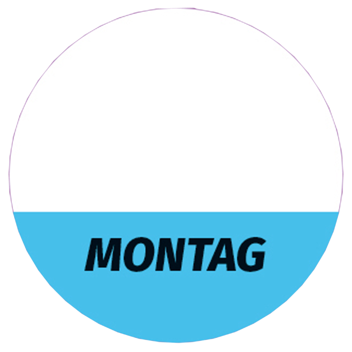 Étiquettes lavables « Montag» pour usage quotidien, bleues, rondes de 26 mm, 1 000 étiquettes par boîte de Distributeur