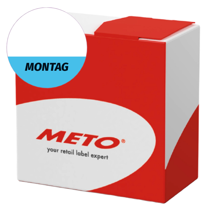 Étiquettes lavables « Montag» pour usage quotidien, bleues, rondes de 26 mm, 1 000 étiquettes par boîte de Distributeur