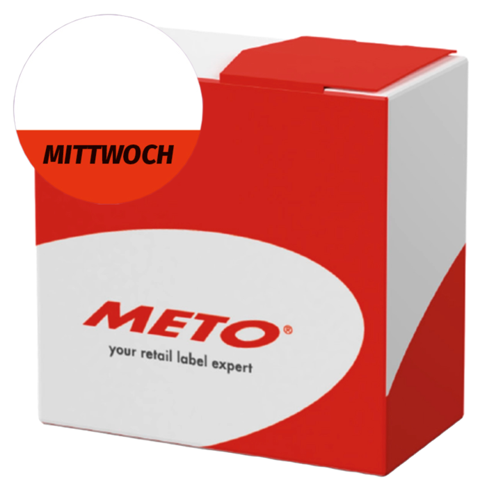 Étiquettes lavables « Mittwoch » pour usage quotidien, rouges, rondes de 26 mm, 1 000 étiquettes par boîte de Distributeur