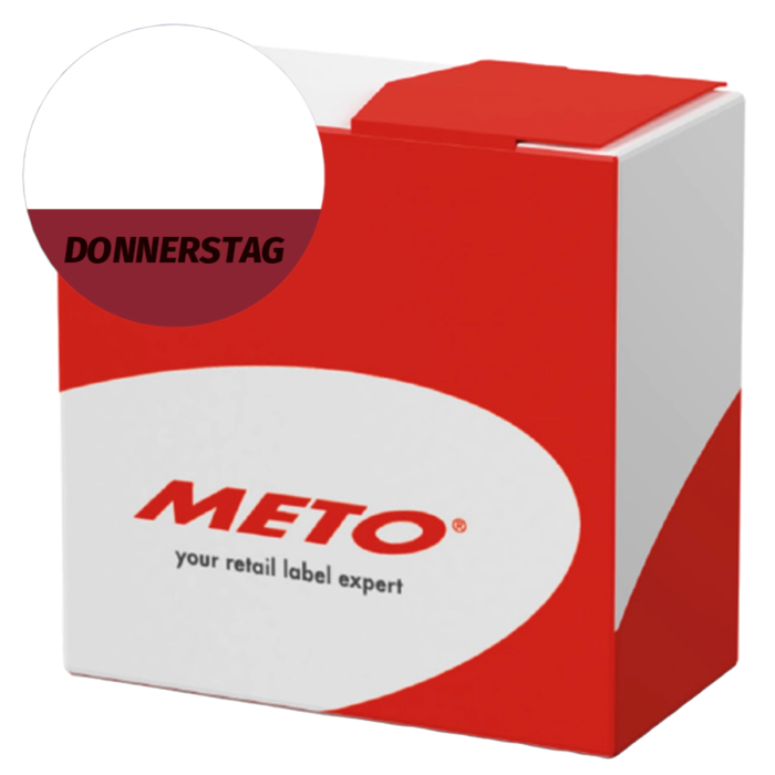 Étiquettes lavables « Donnerstag » pour usage quotidien, couleur marron, rondes de 26 mm, 1 000 étiquettes par boîte de Distributeur