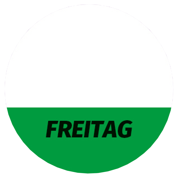 Étiquettes lavables « Freitag » pour usage quotidien, de couleur verte, rondes de 26 mm, 1 000 étiquettes par boîte de Distributeur