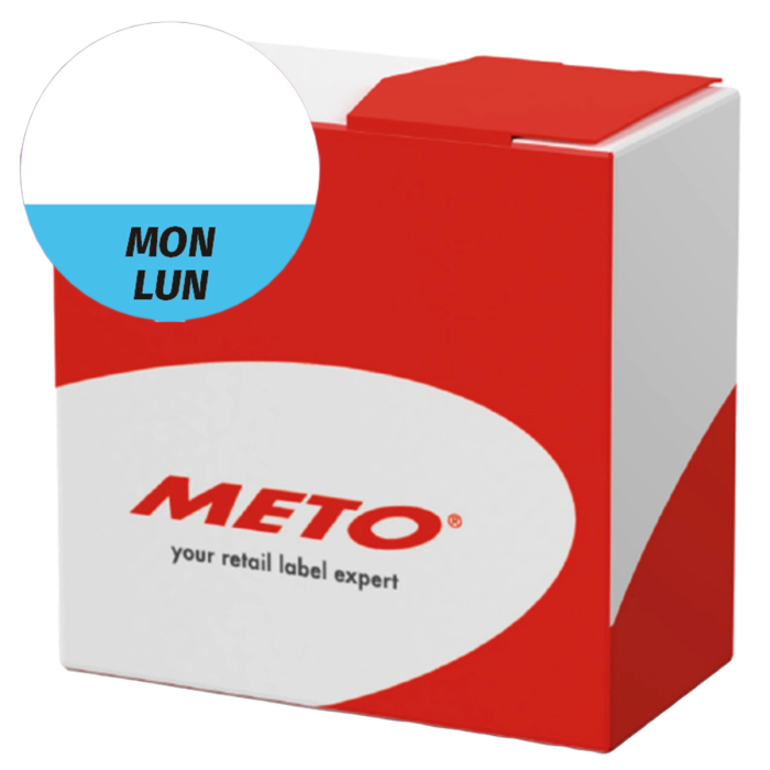 Étiquette lavable « Mon/Lun » pour usage quotidien, ronde de 26 mm, 1 000 étiquettes par boîte de Distributeur