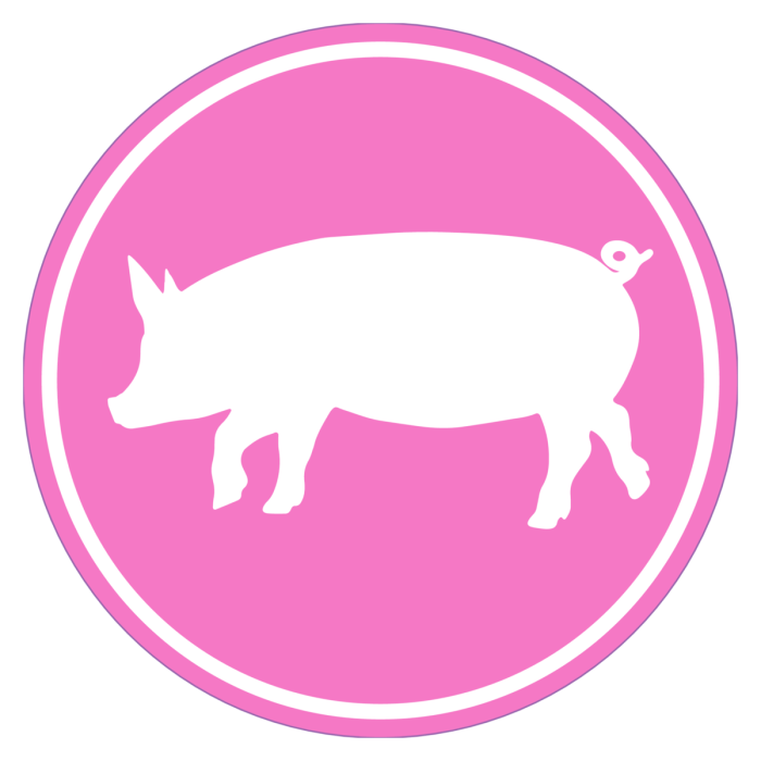 Étiquette ronde de 42 mm représentant un cochon, de couleur rose, 1 000 étiquettes par rouleau, adhésif permanent