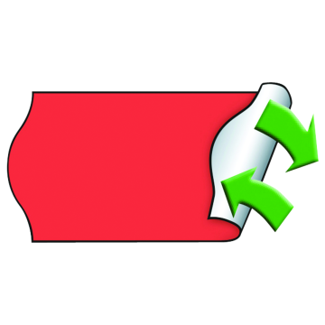 Meto labels 26x12mm, fluorescent red, removable, 6 rolls