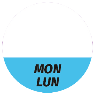 Étiquette lavable « Mon/Lun » pour usage quotidien, ronde de 26 mm, 1 000 étiquettes par boîte de Distributeur