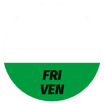 Étiquettes lavables « Fri/Ven » pour usage quotidien, de couleur verte, rondes de 26 mm, 1 000 étiquettes par boîte de Distributeur