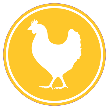 Étiquette ronde de 42 mm représentant un poulet, de couleur jaune, 1 000 étiquettes par rouleau, adhésif permanent