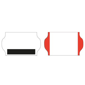 Meto Etiketten 32x19 mm, weiß mit roten Seiten, Vordruck, 30 Rollen