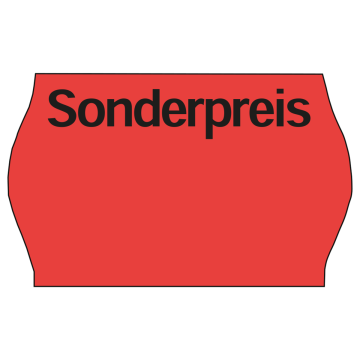 Meto Etiketten 26x16 mm, fluor-rot, Vordruck, permanent haftend, 36 Rollen