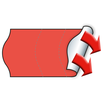 Meto Etiketten 26x12 mm, fluor-rot, Sicherheitsschnitt. permanent haftend, 36 Rollen