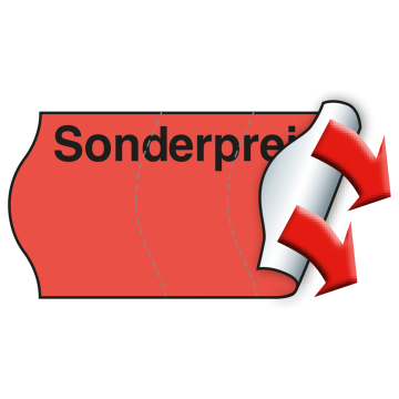 Meto Etiketten 26x12 mm, fluor-rot, Sonderpreis, Sicherheitsschnitt, permanent haftend, 36 Rollen