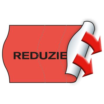 Meto Etiketten 26x16 mm, fluor-rot, Vordruck, Sicherheitsschnitt, permanent haftend, 36 Rollen